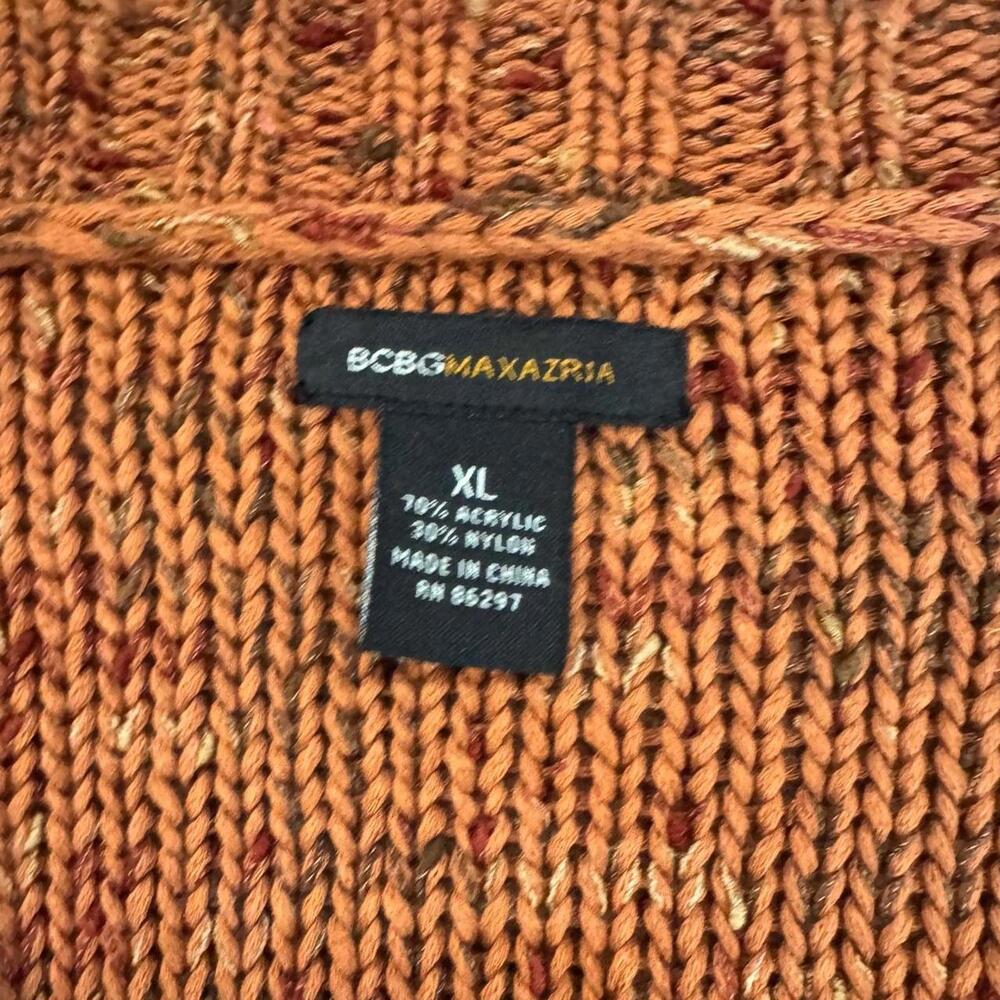 BCBGMAXAZRIA burnt orange cardigan with wood flower buttons Sz. S/M - Picture 7 of 8